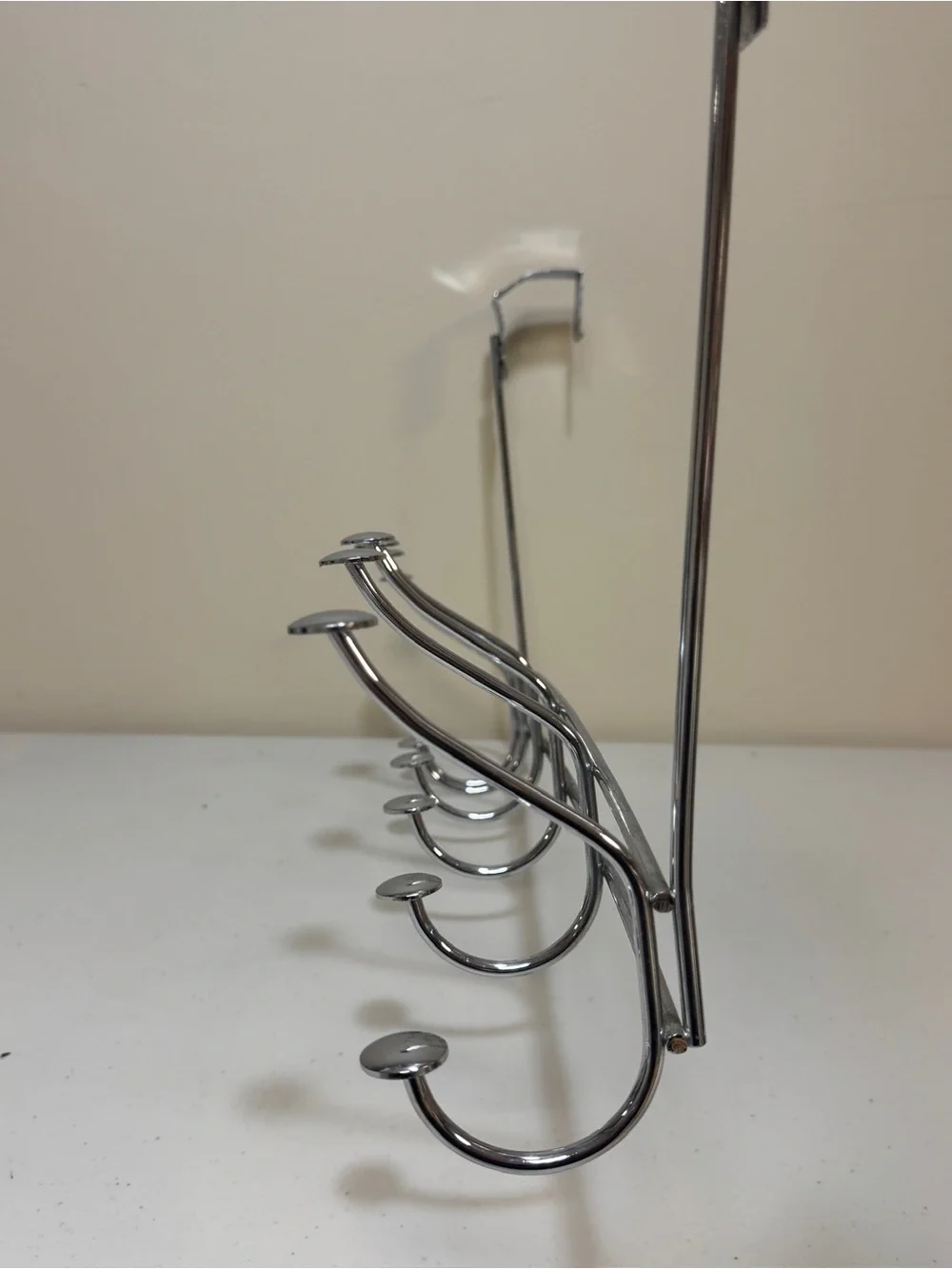 Door Hanger 6 Hook Rack Chrome Metal Silver Bathroom Towel Holder Room Organize